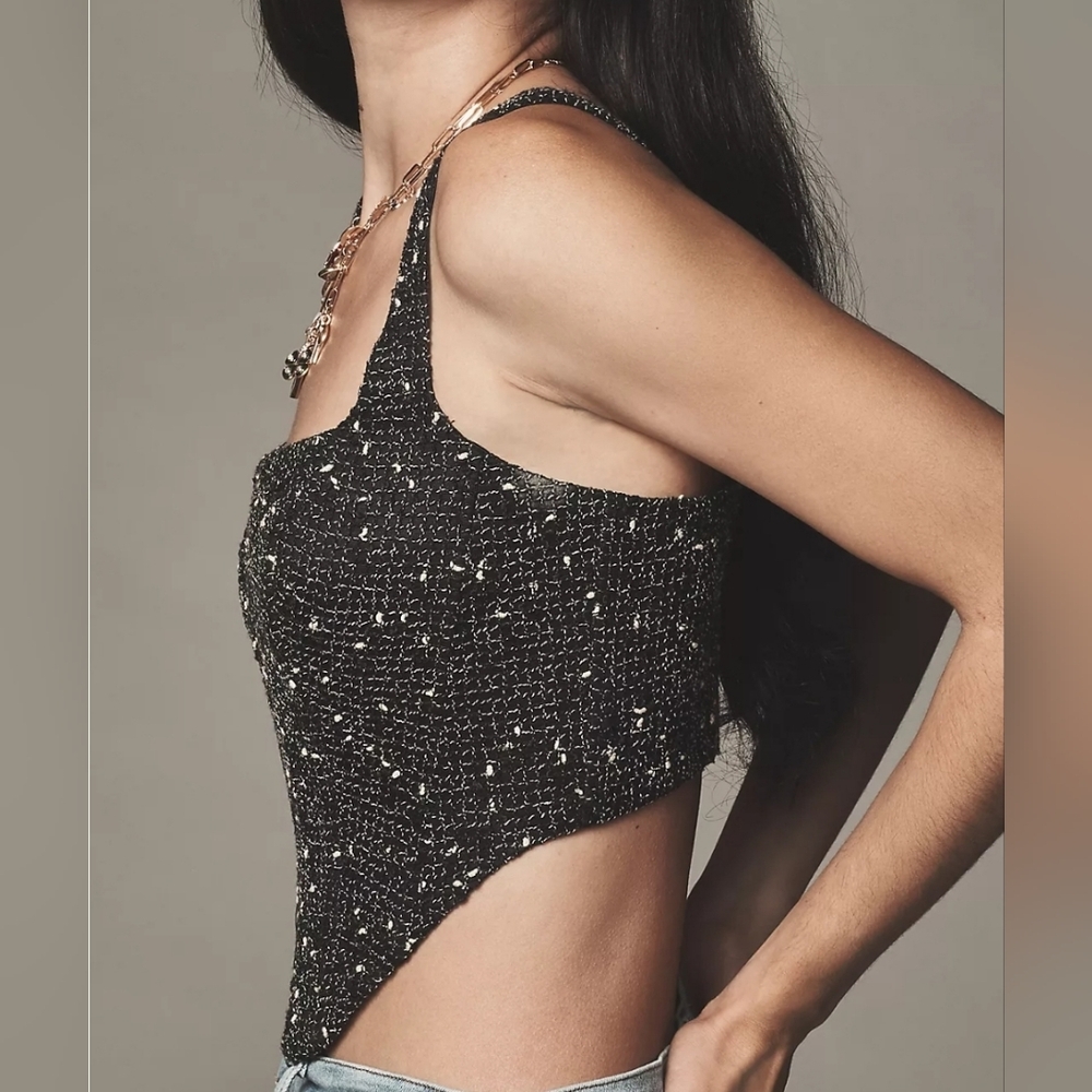 Bardot Anthropologie Corset Bustier Top Black - Picture 3 of 5